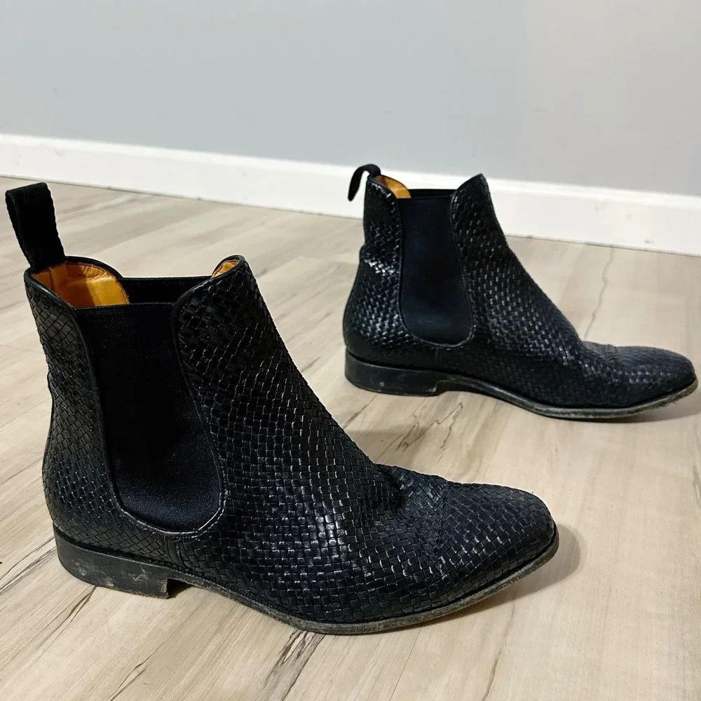 Carmina Braided‎ Chelsea Boots 80306 Rain Size 8 Goodyear Weld Leather